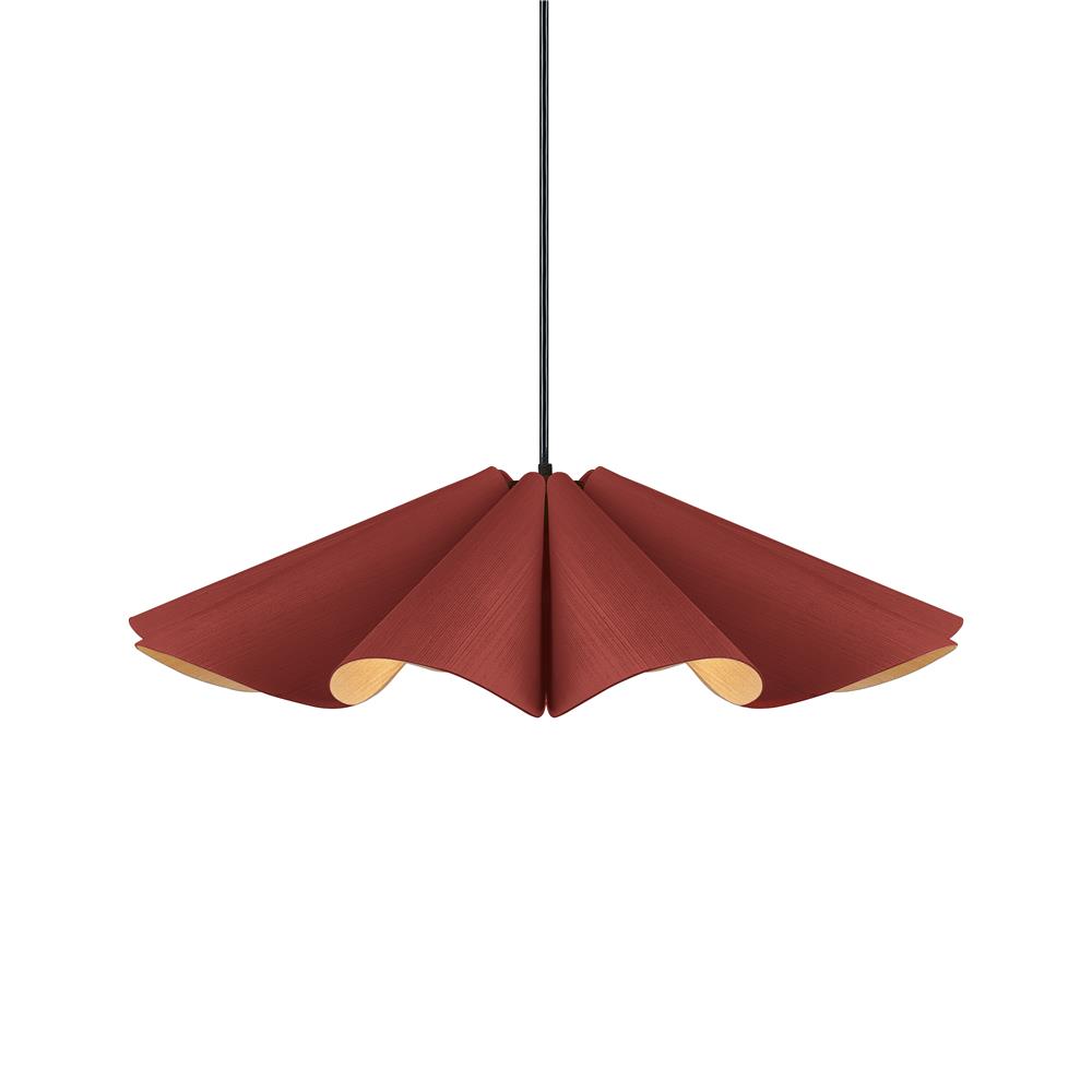 Bruck Lighting WEPDEL/60/TRC/ASH WEP Lighting Collection Delfina 1 Light Pendant in Black with Terracotta and Ash Wood Veneer Shade